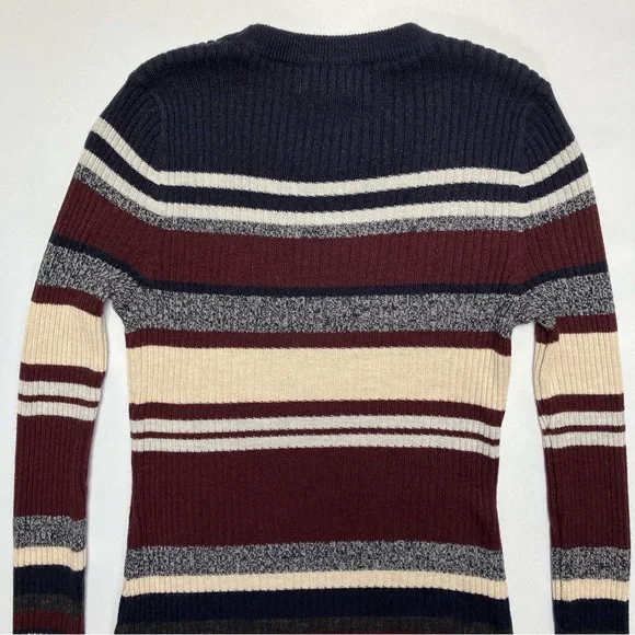 LOGG Striped Midi Sweater Dress w/ Crew Neck in Wool Blend Rib Knit Small - Picture 7 of 11